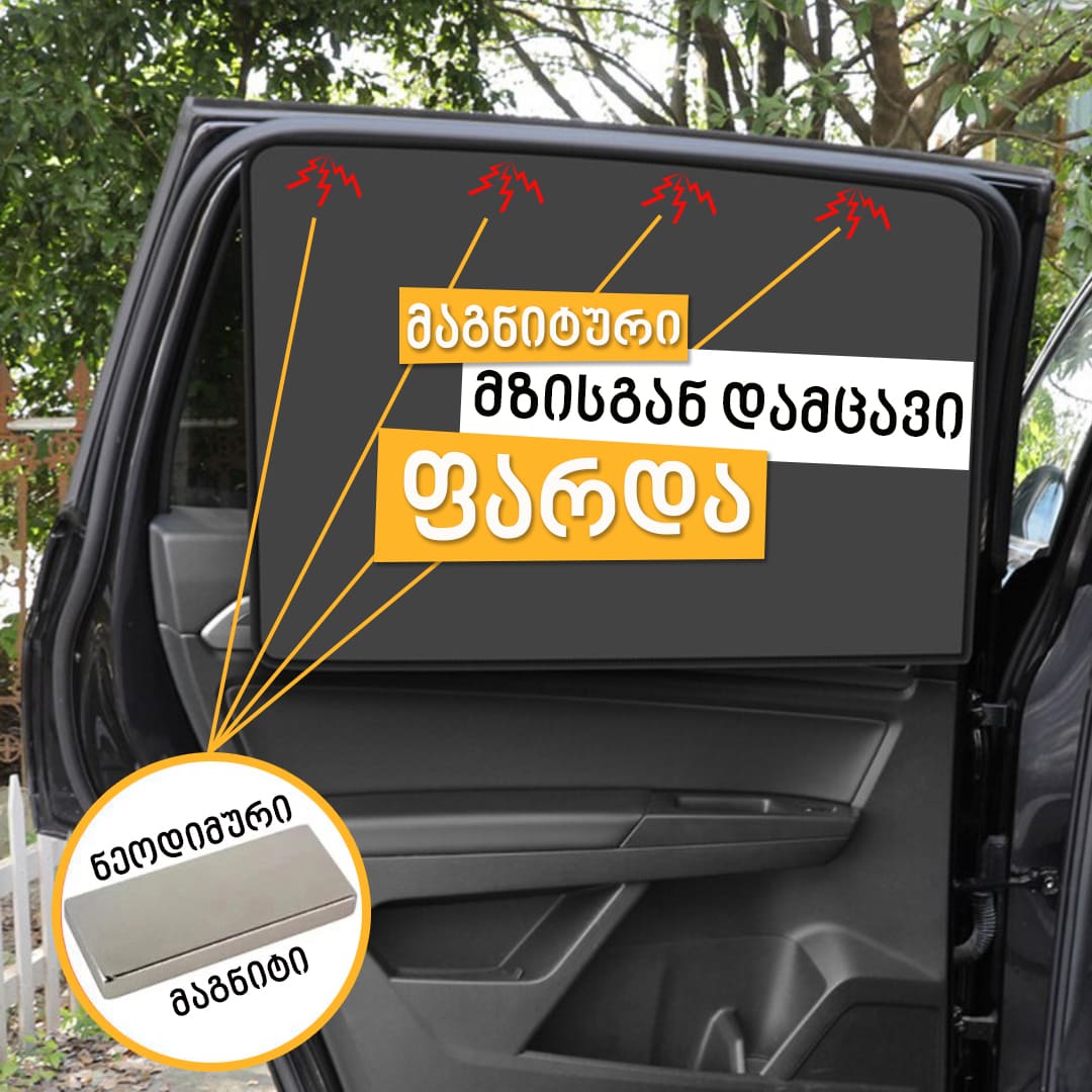 მზისგან დამცავი მაგნიტური ფარდების 4 ცალიანი კომპლექტი